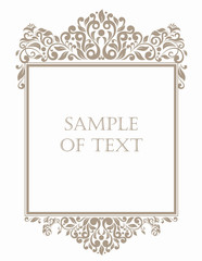rectangular background with  golden ornate frame with floral elements of decoration