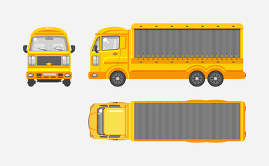 Delivery truck top, front, side view