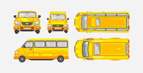 Minibus top, front, side view