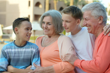 family on tropical resort