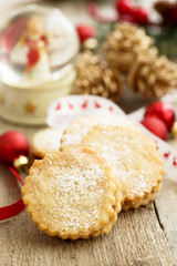 Fototapeta na wymiar Sandwich cookies with berries jam for Christmas