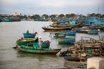Fototapeta na wymiar Fischerboote in Phan Thiet in Vietnam