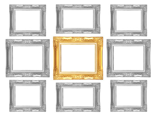 Set of golden and gray vintage frame isolated on white backgroun