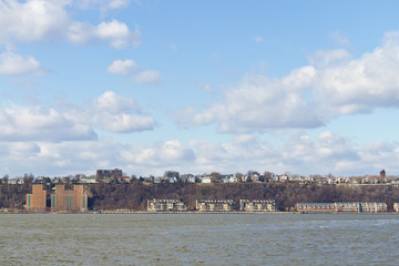 Naklejka premium New Port apartment buildings and Houston River