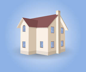 Vector House on blue background