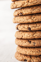 Fototapeta na wymiar Cookies with chocolate chips vertical