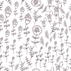 Seamless vector floral pattern, spring,summer backdrop. Hand drawn surface design flowers in garden.
