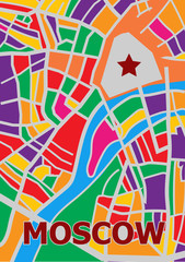 Obraz premium Abstract map of center Moscow City. Vector illustration