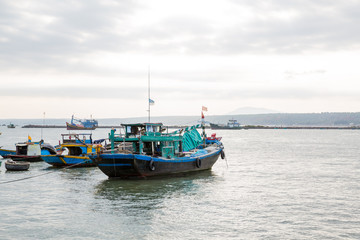 Naklejka na ściany i meble Fischerboote in Phan Thiet in Vietnam