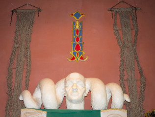 Sculpture of the mythical hero in castle