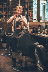 Barber at work.