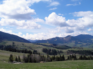 The landscape of the Carpathian Mountains.