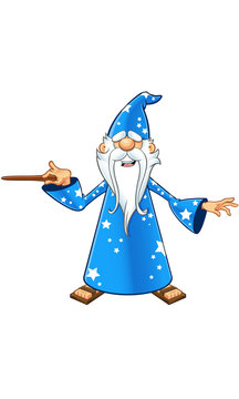 Blue Old Wizard Character
