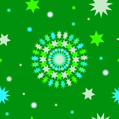 Seamless star pattern on green background