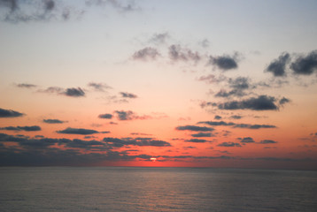 The beautiful sunrise on the sea