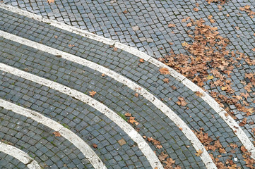 paving bricks autumn