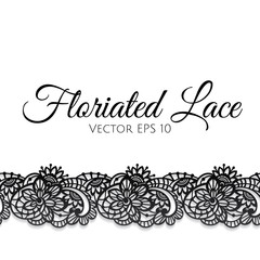 Template of greeting card decorated with floral lace