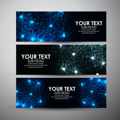Vector banners set with Abstract blue hi-tech background.