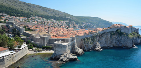 Dubrovnik old town and city wall on the Adriatic Sea