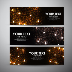 Vector banners set with Abstract gold hi-tech background.