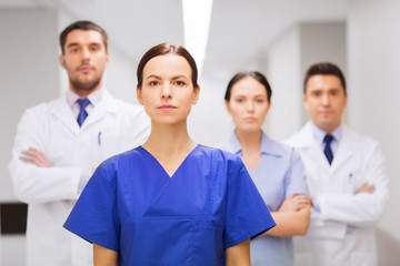 group of medics or doctors at hospital