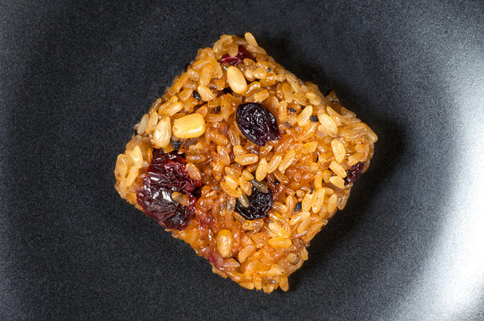 Macro shot of korean rice sweet treat from top
