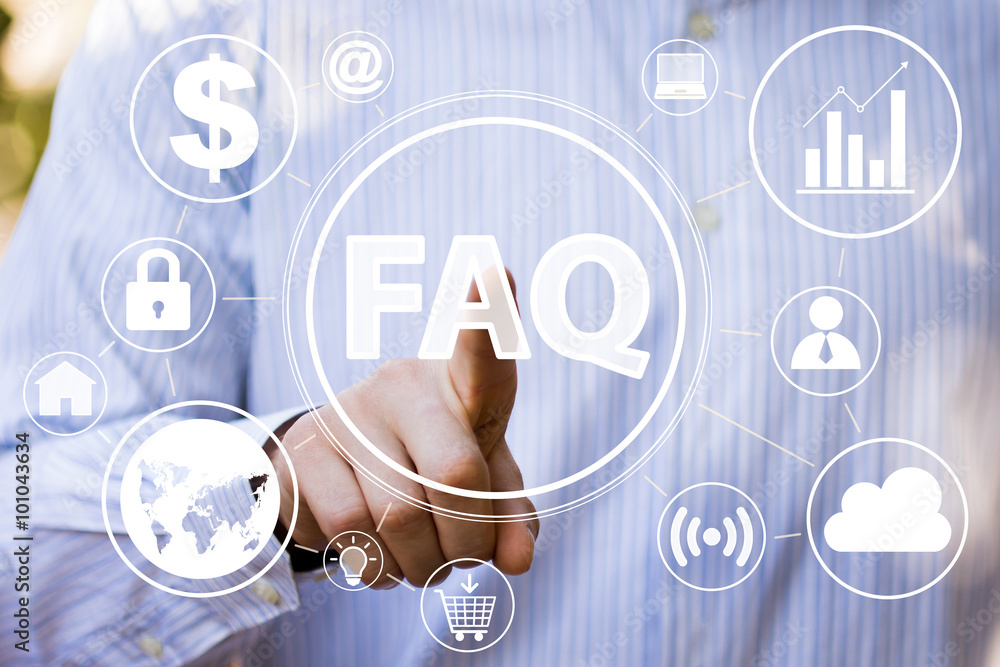 Poster business button web faq virtual set