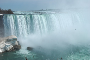 The spectacular Niagara Falls in winter.