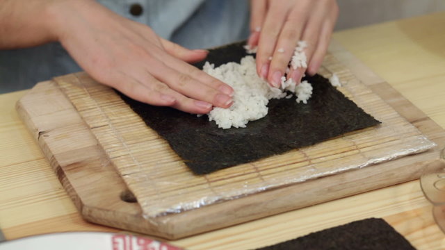 sushi roll homemade raw fish