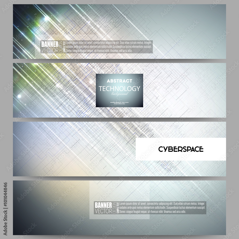 Poster set of modern banners. abstract science or technology vector background