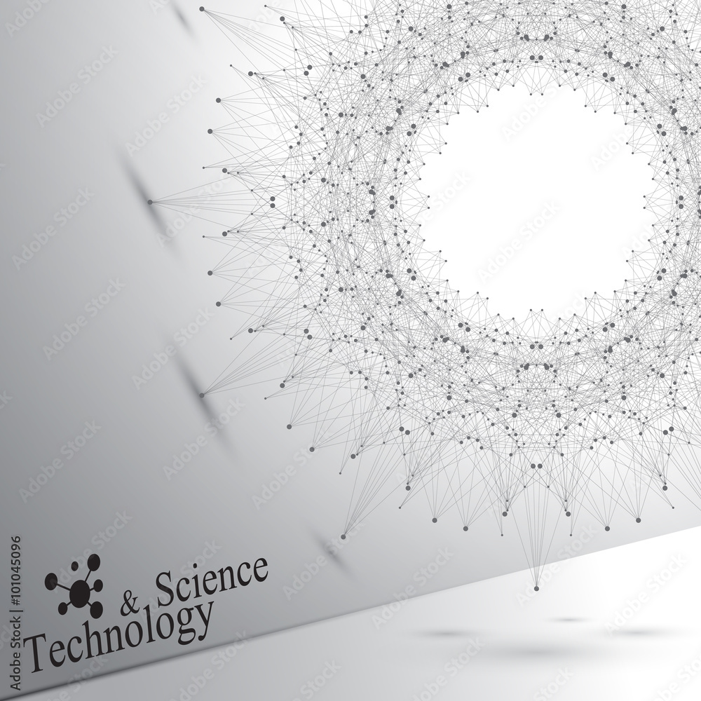 Aufkleber Geometric technology object with connected line and dots. Graphic background for your design. Vector template medicine, science , chemistry, biotechnology