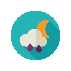 Rain Cloud Moon flat icon. Meteorology. Weather 