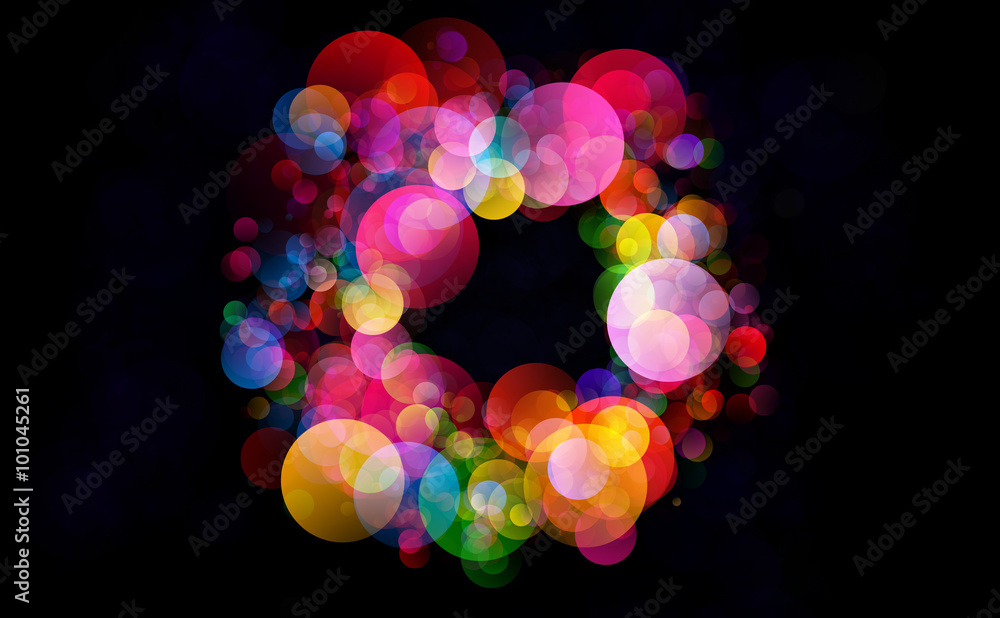 Poster abstract background colourful bokeh circles.