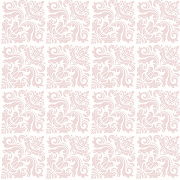 Damask seamless pink ornament. Traditional pattern. Classic oriental background