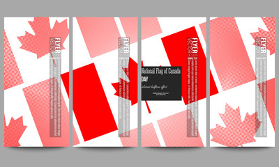 Modern flyers set. National Flag of Canada Day. Abstract dotted vector background