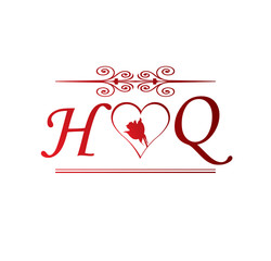 HQ love initial with red heart and rose