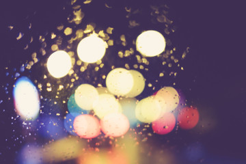 vintage tone of : Abstract City light bokeh for background..