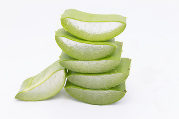 aloe vera fresh leaf. isolated over white background