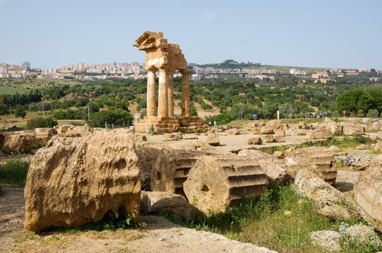 The Temple of Castor and Pollux in the Agrigento, Sicily, Italy