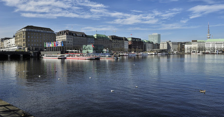 the Inner Alster Lake (Binnenalster), Hamburg, Germany