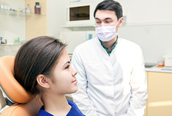 The patient and dentist. examination at the dentist's office..