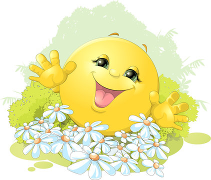 hilarious bun on a background of flowers