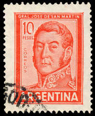 Stamp printed by Argentina, shows General Jose de San Martin
