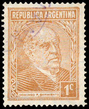 Stamp Printed In The Argentina Shows Domingo Faustino Sarmiento