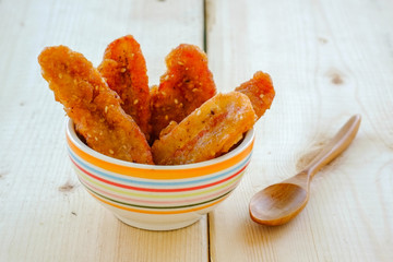 Thai snack sweetened fried banana fritters