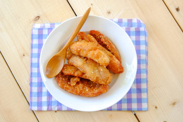 Thai snack sweetened fried banana fritters