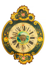 Ornamental eighteenth century wooden clock with flower pattern