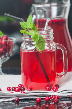 Fresh cranberry juice with mint