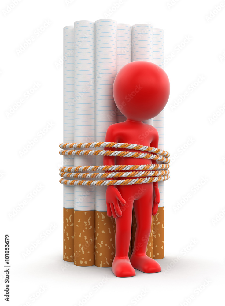 Poster man and cigarettes. image with clipping path
