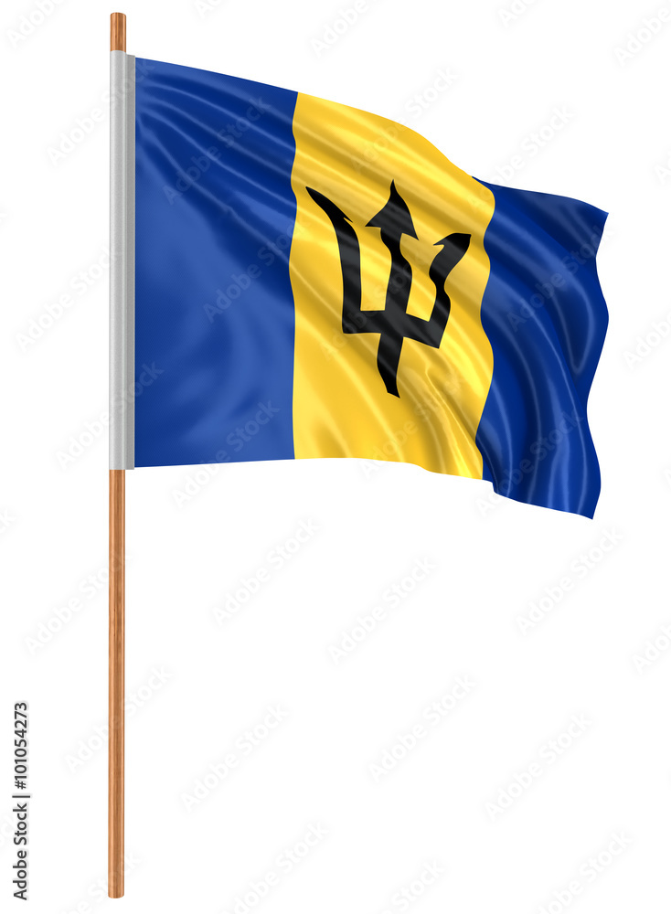Poster 3d barbados flag with fabric surface texture. white background. image with clipping path